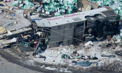 Canada reels: 15 die when truck, hockey team bus collide