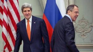 US Secretary of State John Kerry (L) and Russia's Foreign Minister Sergey Lavrov head for their seats after greeting each other before the start of their meeting  at the US Ambassador's residence in Paris, on January 13, 2014. Kerry, his Russian counterpart Sergei Lavrov and UN-Arab League envoy on Syria will meet for talks aimed at finalising preparations for hoped-for peace talks between Bashar al-Assad's regime and the opposition National Coalition. AFP PHOTO/POOL/PABLO MARTINEZ MONSIVAIS        (Photo credit should read PABLO MARTINEZ MONSIVAIS/AFP/Getty Images)