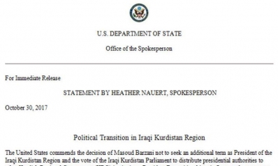 US Department of State: Political Transition in Iraqi Kurdistan Region