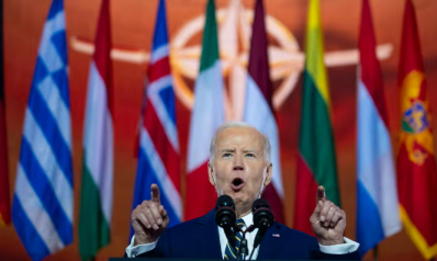 Biden promises new air defenses for Ukraine in forceful Nato speech