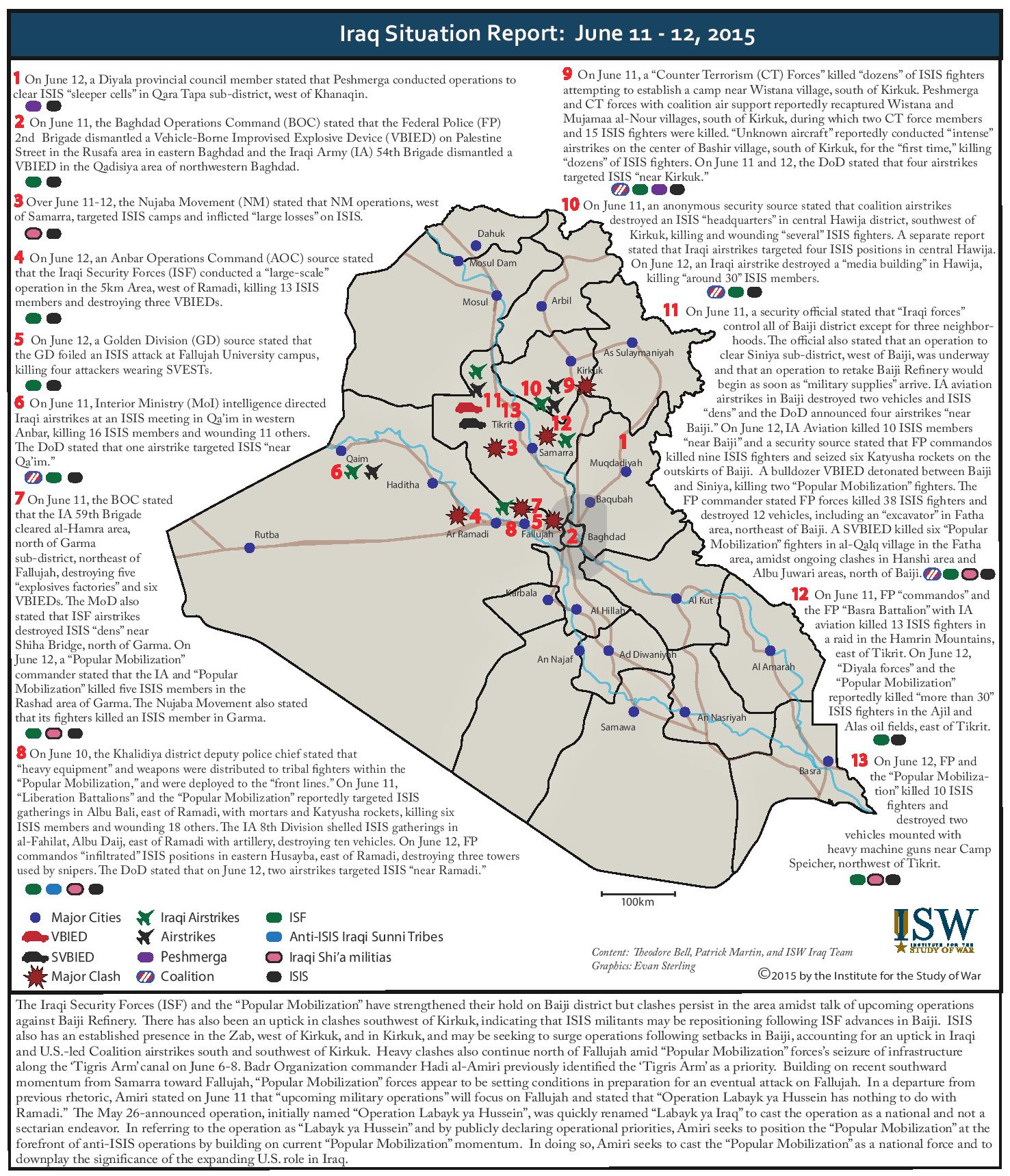 تقرير يكشف الوضع في العراق خلال يومي 18-19حزيران/2015