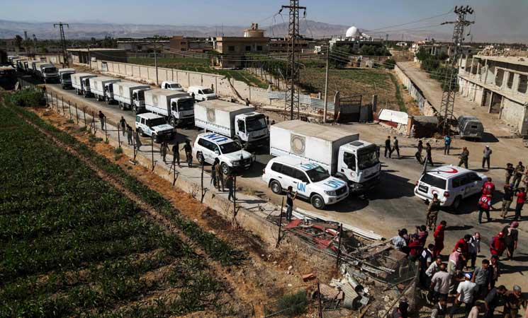 بلدة محاصرة في الغوطة الشرقية تتلقى مساعدات للمرة الأولى منذ 5 سنوات